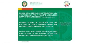 O Togo acolhe em breve a 3ª Edição do Fórum da CEDEAO sobre a educação para a cultura da paz através do diálogo intra e inter-religioso.